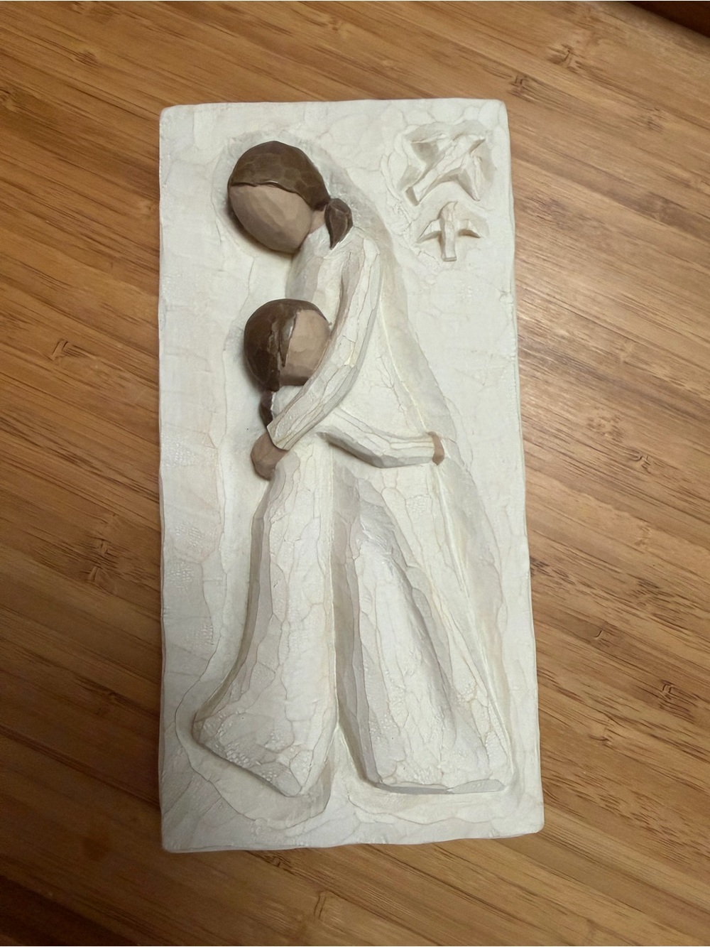Demdaco White and Brown Mother & Child Wall Sculpture